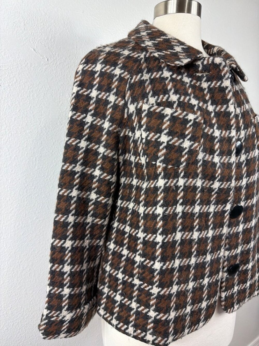 Banana Republic Wool Blend Houndstooth Jacket Coat Size M - Picture 12 of 16
